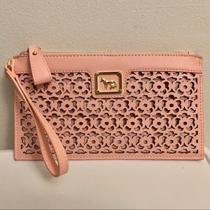 Emma Fox Pink Floral Laser-Cut Wristlet Clutch